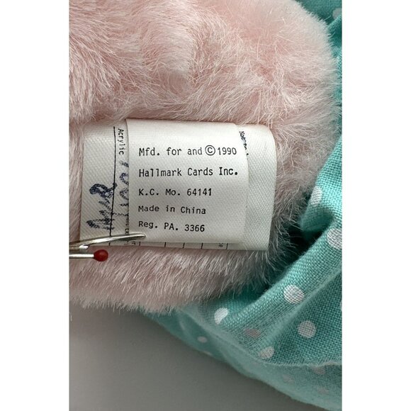 1990 Hallmark Crayola Bunny Company Candy Cotton Tail Pink Rabbit 12" Plush - Picture 10 of 11